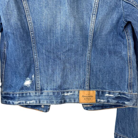 ❌ Sold Abercrombie & Fitch Denim Jacket distressed Medium wash Size XS - Picture 11 of 13